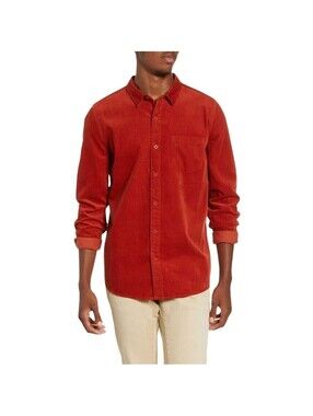 NEW Banks Journal Roy Red Button-Up Corduroy Shirt Large
